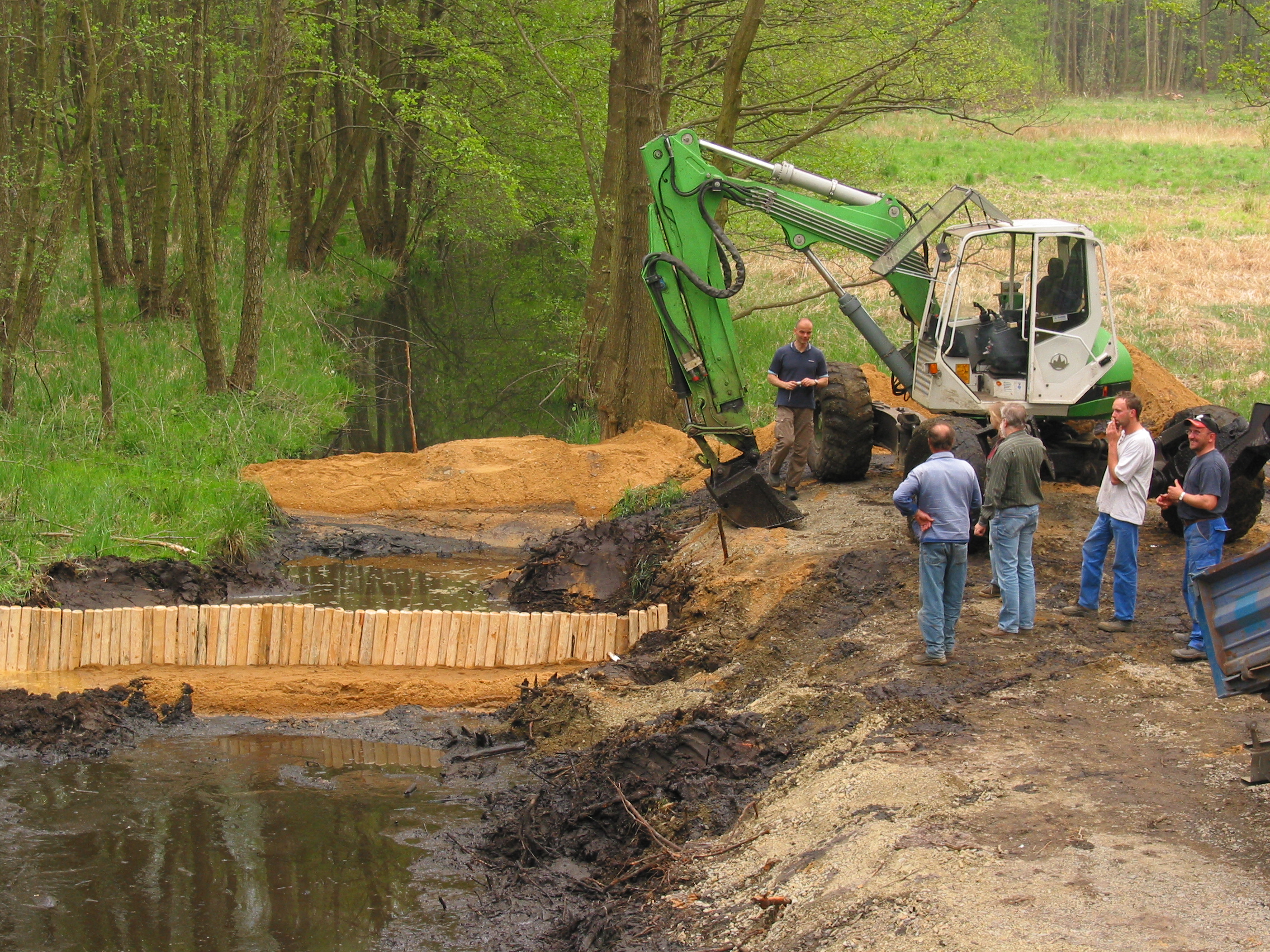 Diese Rauhe Rampe stützt heute den Wasserspiegel des angrenzenden Quellmoores wodurch auch der Bruchwald wieder mit Wasser versorgt wurde.

